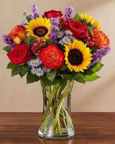 <p>Bring the serene beauty of autumn to someone you care about with our country-inspired arrangement. Filled with a medley of fresh-picked blooms in brilliant colors, it’s a gift that’s sure to surprise & delight.</p>